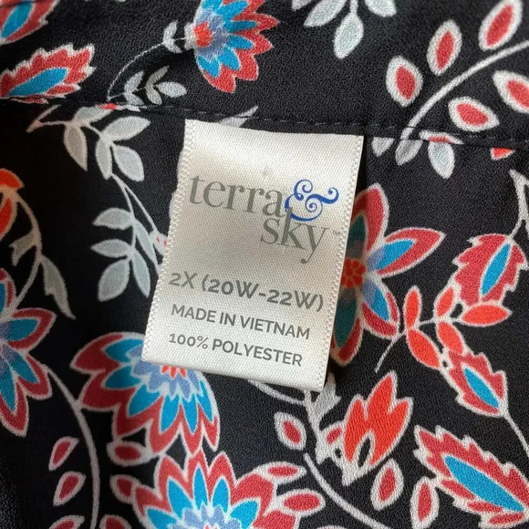 Terra & Sky Boho floral print summer  Tunic top Blouse Women plus 2X (20-22W) - Picture 4 of 5